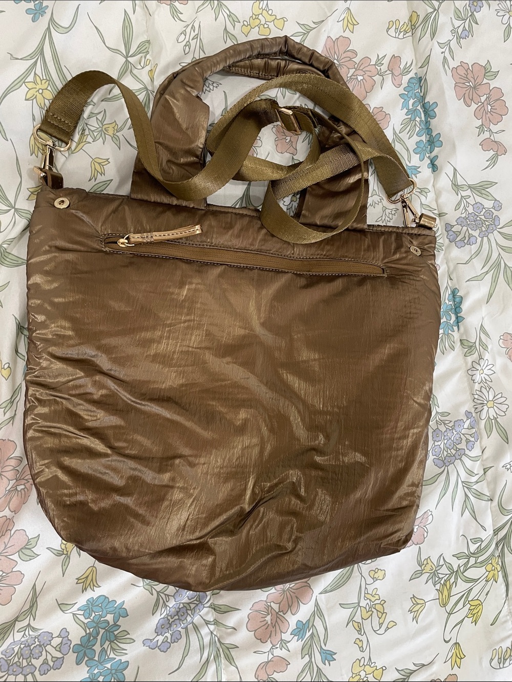 Caraa Versatile Brown Nylon Tote Bag with Adjustable Strap